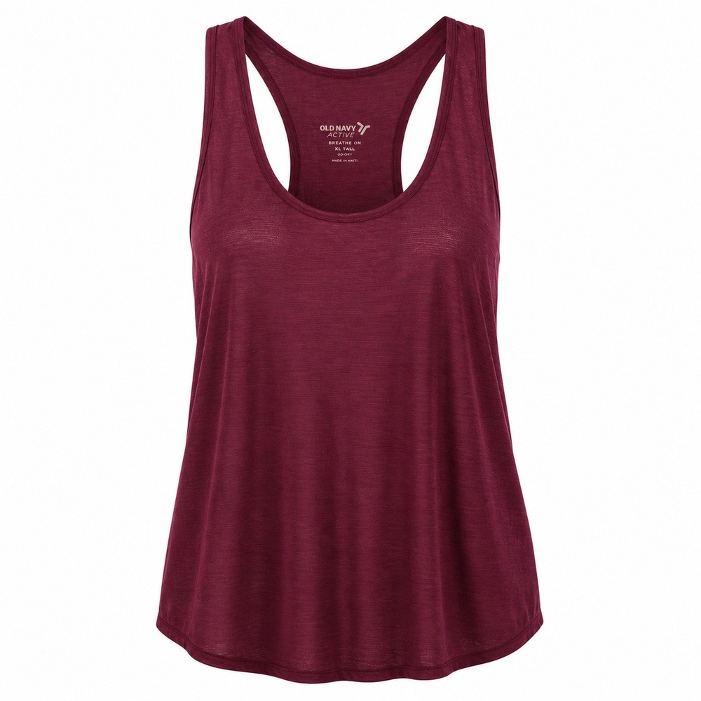 Old Navy Active Breathe On Tank Top Womens XL Tall Burgundy Go-Dry Racerback Gym